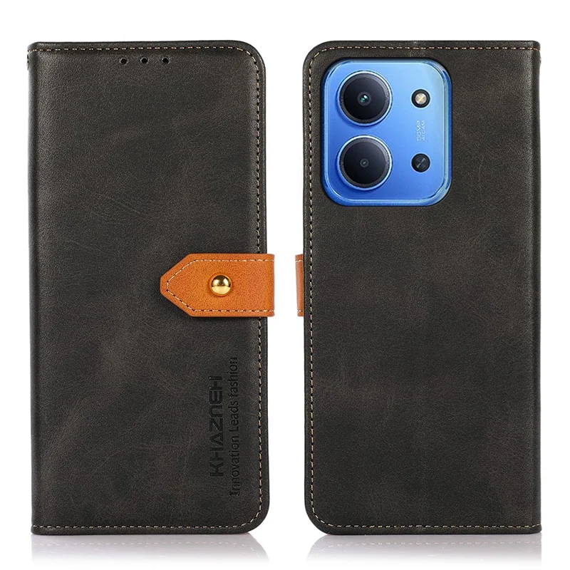 KHAZNEH Para Xiaomi Redmi 15C 4G (UE) (173 mm) Funda de Teléfono con Cartera y Soporte de Cuero Plegable - Negro