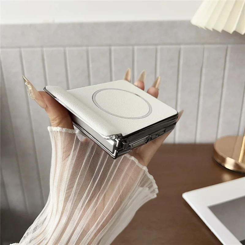For Samsung Galaxy Z Flip7 5G Phone Case Compatible with MagSafe Leather + PC Protective Cover - Grey