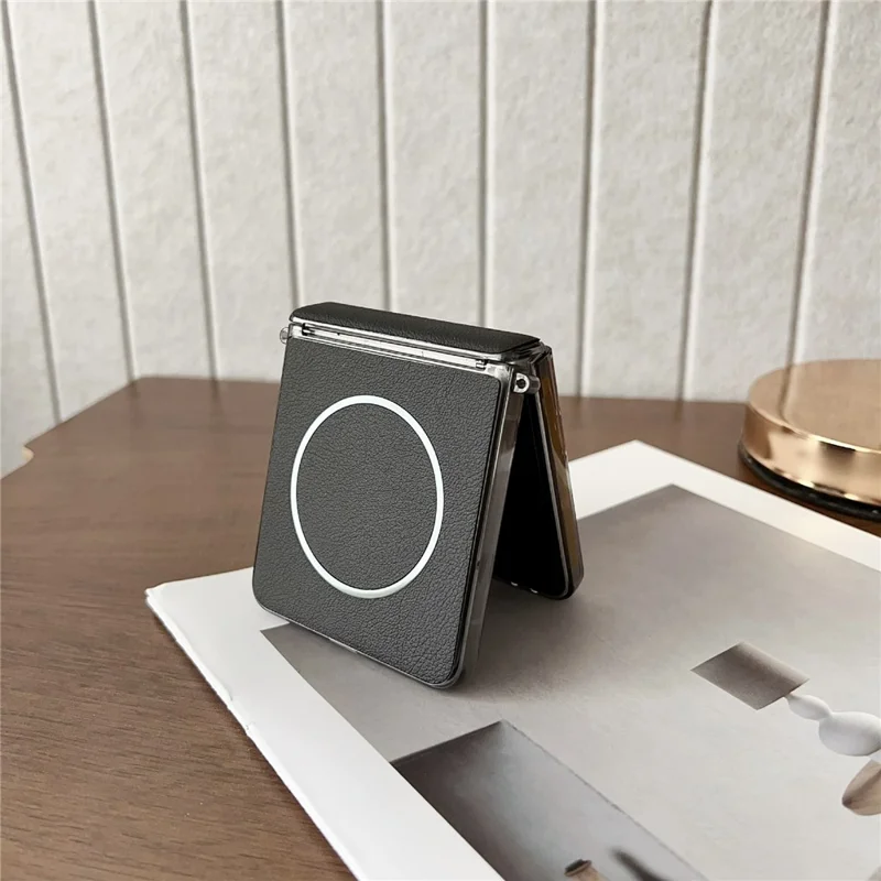 For Samsung Galaxy Z Flip7 5G Phone Case Compatible with MagSafe Leather + PC Protective Cover - Grey