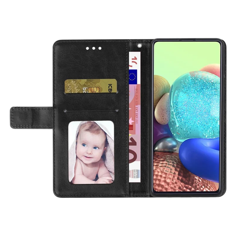 Funda Protectora para Samsung Galaxy S23+, Funda HT01 con Diseño de Líneas en Forma de Y en Cuero PU con Billetera, Soporte y Correa - Negro