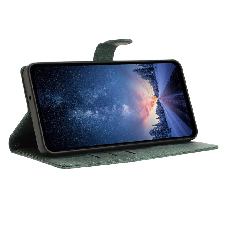 For Samsung Galaxy S24 Ultra Leather Case Solid Color Phone Wallet Cover - Green