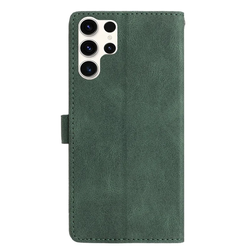 For Samsung Galaxy S24 Ultra Leather Case Solid Color Phone Wallet Cover - Green