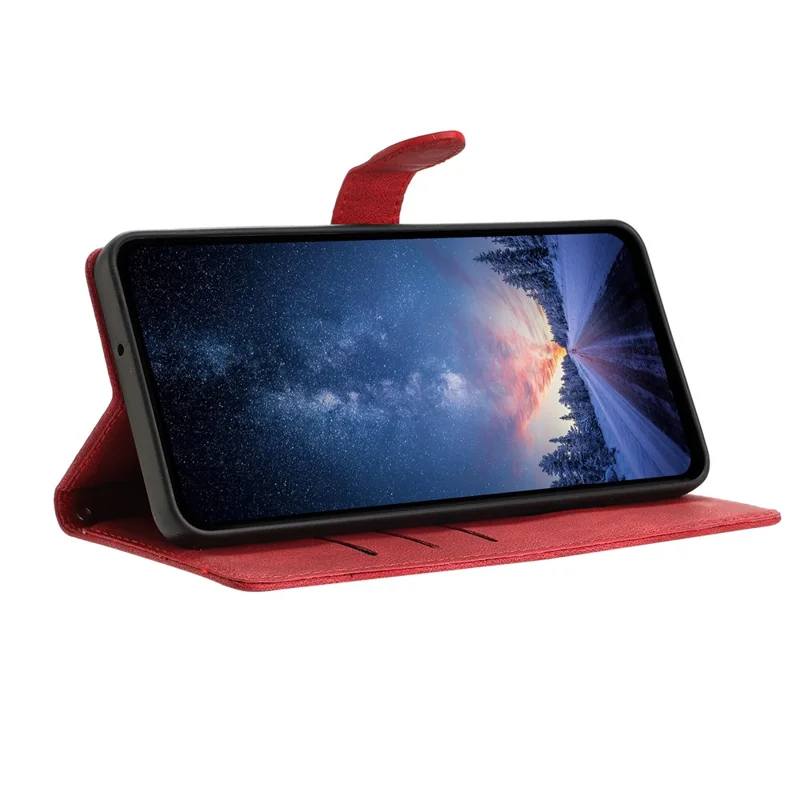 For Samsung Galaxy S24 FE Leather Case Solid Color Phone Wallet Cover - Red