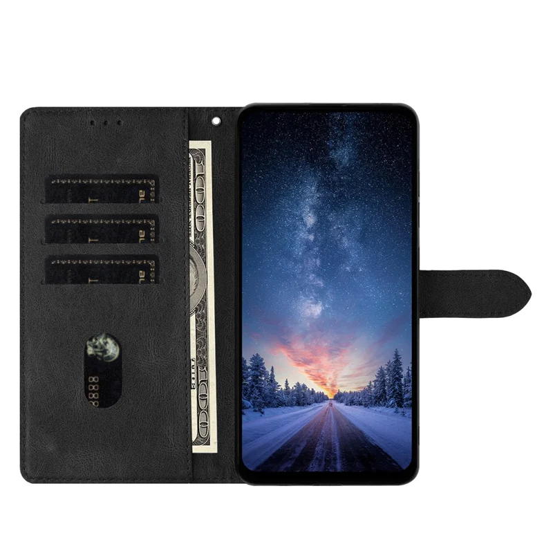 For Samsung Galaxy S24 FE Leather Case Solid Color Phone Wallet Cover - Black
