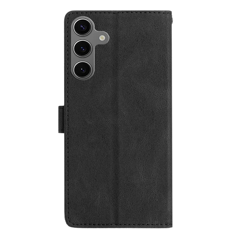 For Samsung Galaxy S24 FE Leather Case Solid Color Phone Wallet Cover - Black