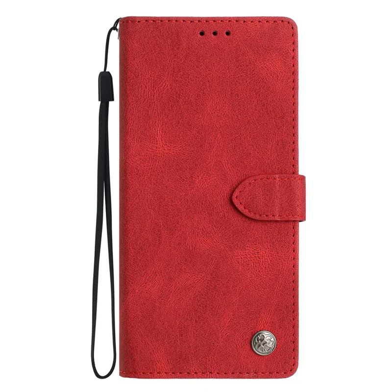 Voor Samsung Galaxy S25 Leren Hoesje Effen Kleur Telefoonportemonnee Cover - Rood