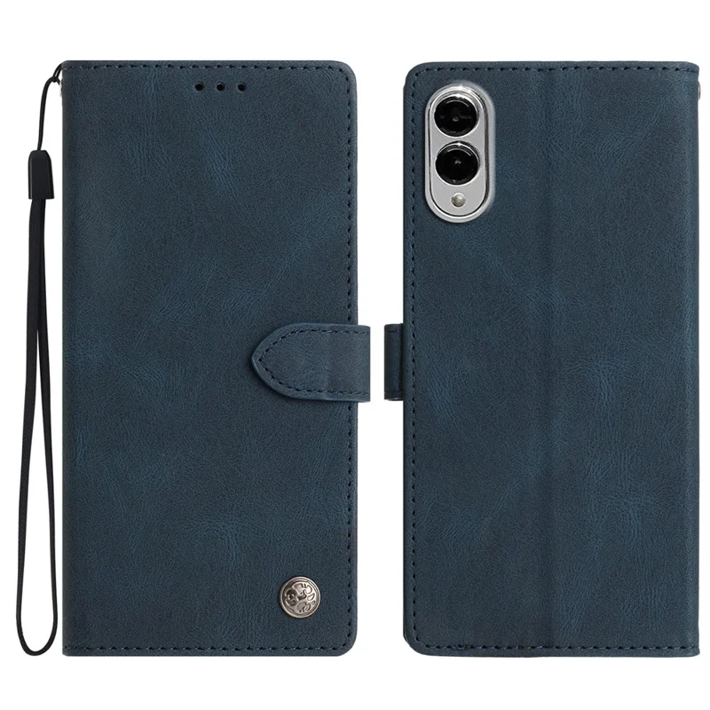 Voor Samsung Galaxy S25 Edge Leren Hoesje Effen Kleur Telefoonportemonnee Cover - Blauw