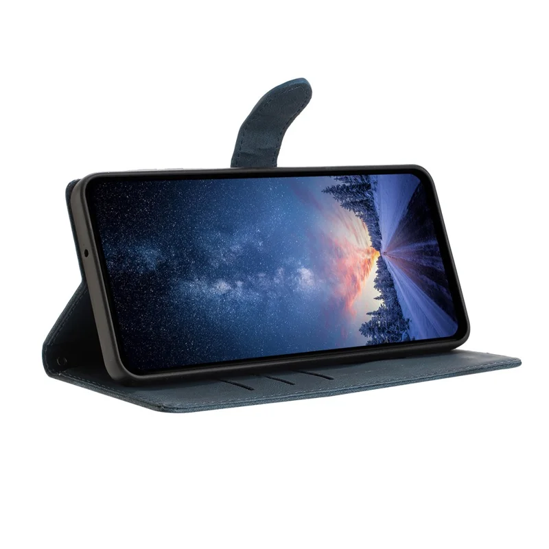 Voor Samsung Galaxy S25 Edge Leren Hoesje Effen Kleur Telefoonportemonnee Cover - Blauw