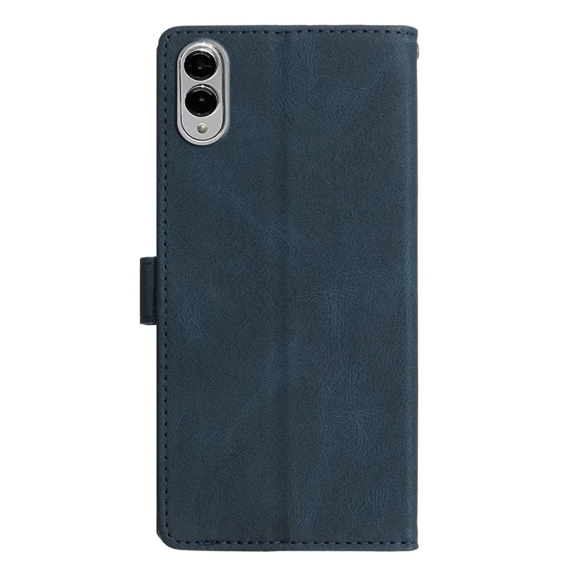 Voor Samsung Galaxy S25 Edge Leren Hoesje Effen Kleur Telefoonportemonnee Cover - Blauw