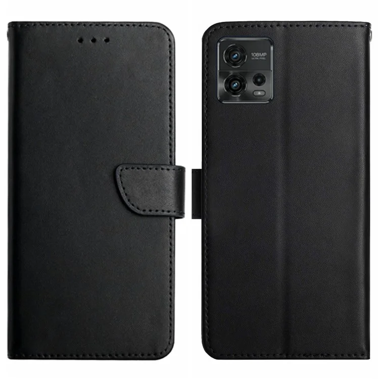 Для Motorola Moto G72 4G HT02 Nappa Text Phone Stand Casle Case Foli - Черный