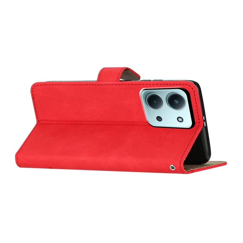 Pour Xiaomi Redmi 15C 4G (171 mm) Étui portefeuille Peau à toucher en cuir avec ligne imprimée Flip Phone Cover - Rouge
