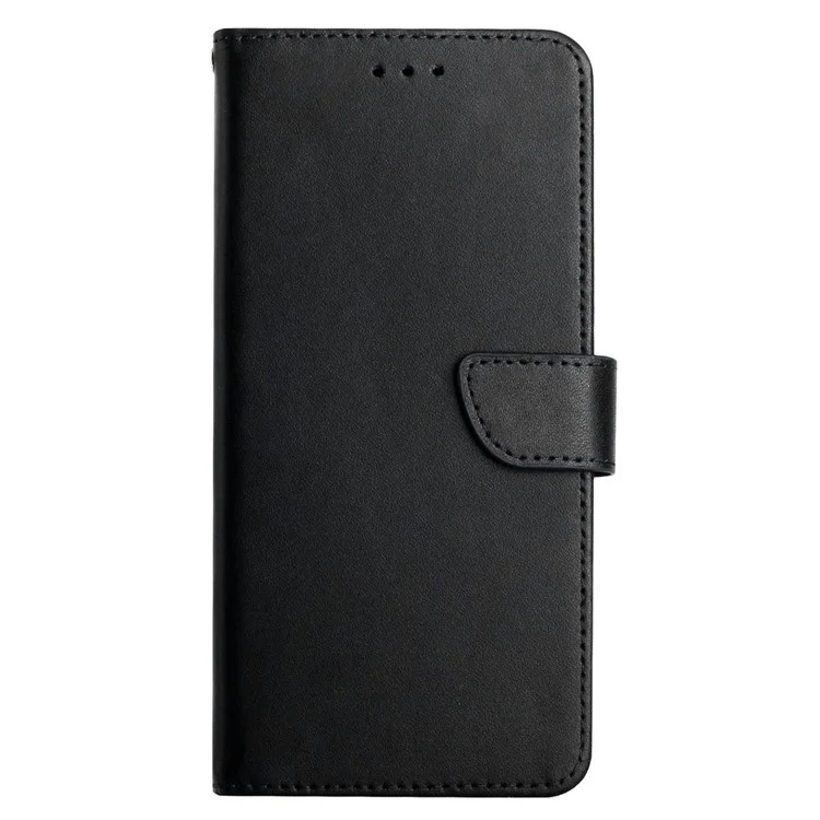 Pour Samsung Galaxy S23 HT02 Nappa Texture Phone Case Genuine Leather Stand Wallet Full Protection Cover - Noir