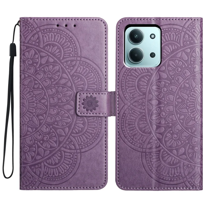 Funda de cuero para Xiaomi Redmi 15C 4G (171mm) con ranuras para tarjetas, diseño Mandala, soporte - Morado