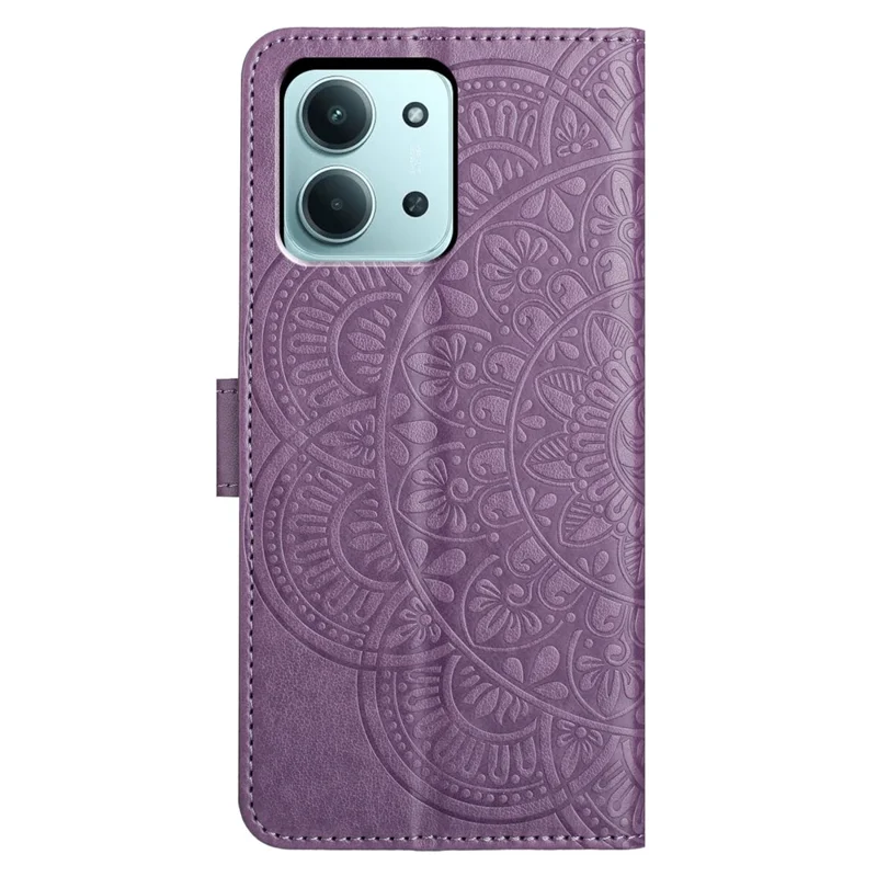 Funda de cuero para Xiaomi Redmi 15C 4G (171mm) con ranuras para tarjetas, diseño Mandala, soporte - Morado