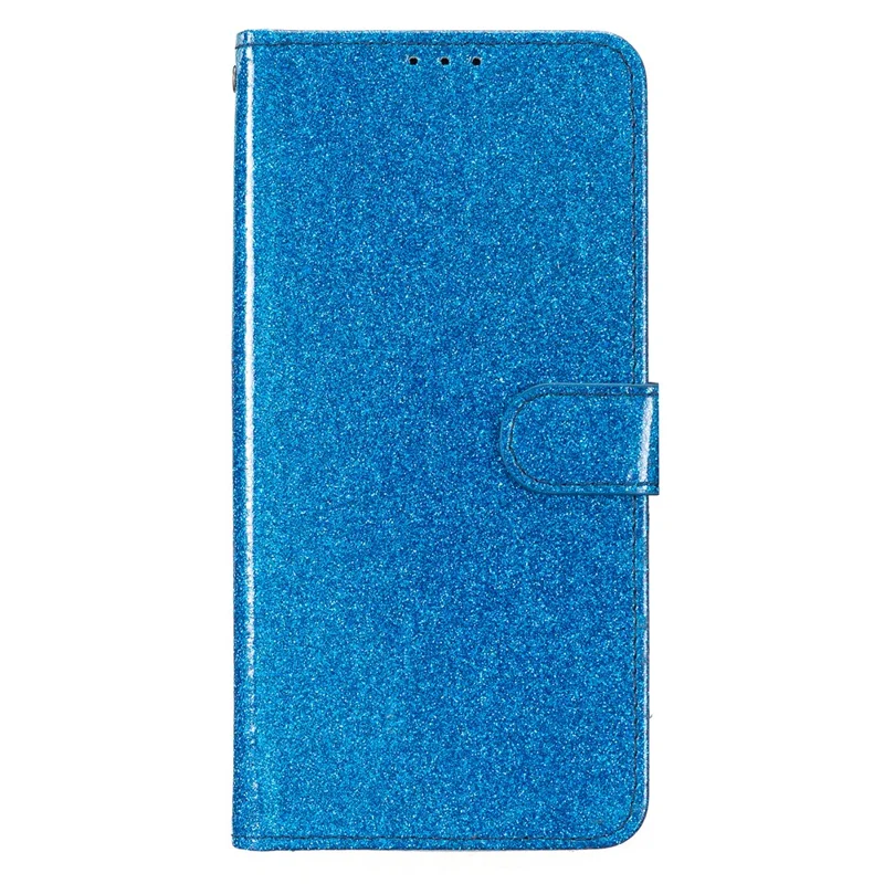 Funda tipo cartera con purpurina para Xiaomi Redmi 15C 4G (171mm), anticaída, de cuero con soporte y correa - Azul