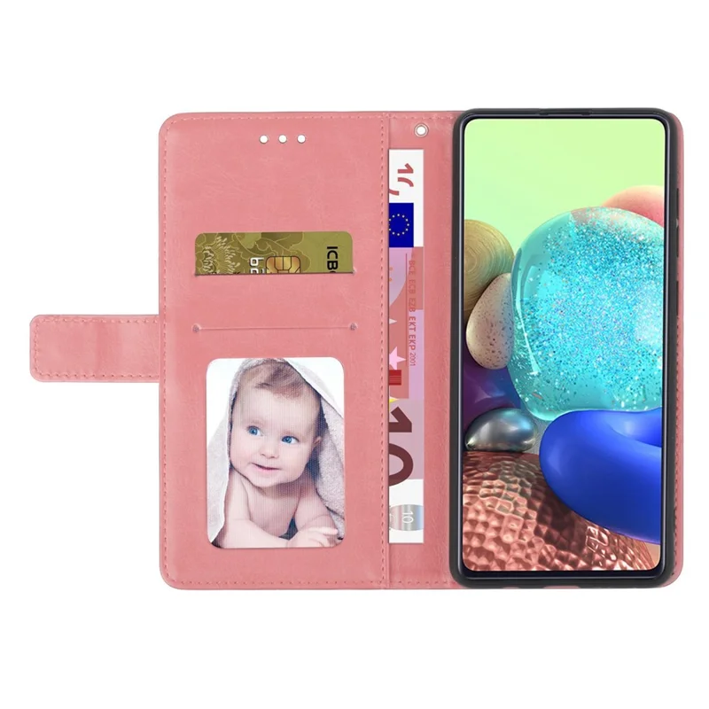 غطاء محفظة قابل للطي مقاوم للسقوط لهاتف Samsung Galaxy A04e 4G من جلد PU بنقوش خطوط على شكل Y مع حامل قابل للطي وحزام - وردي