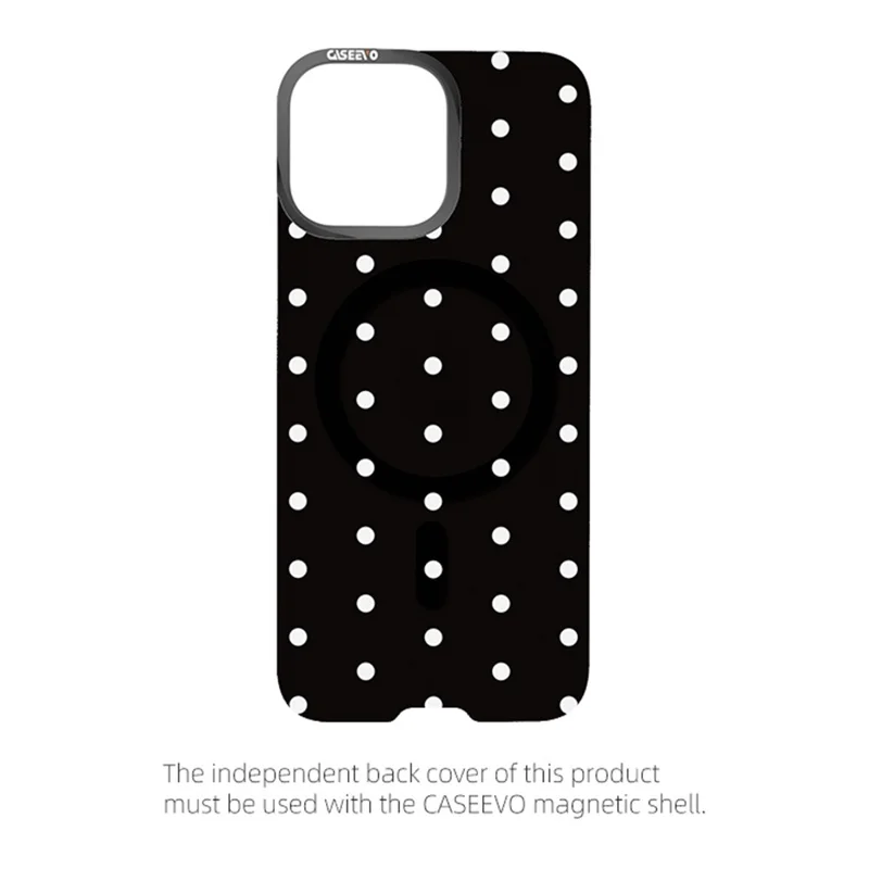 CASEEVO Para Funda iPhone 16 Pro Max Compatible con MagSafe, Carcasa de TPU y Acrílico con Placa Trasera Intercambiable de Puntos - Negro