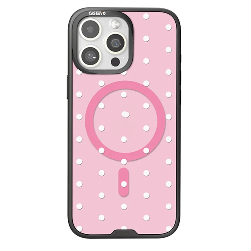 CASEEVO For iPhone 16 Pro Case Compatible with MagSafe TPU Acrylic Cover with Interchangeable Dots Backplate - Pink