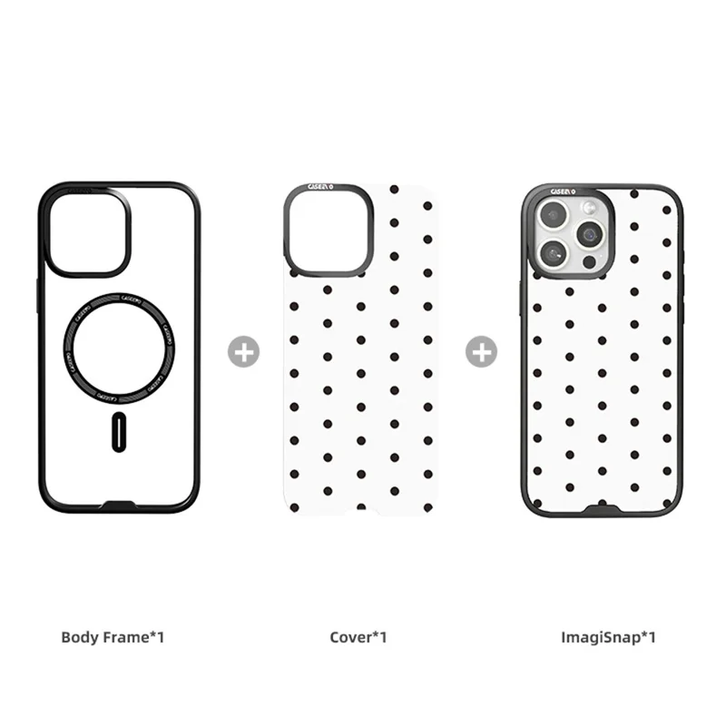 CASEEVO For iPhone 15 Pro Max Case Compatible with MagSafe TPU Acrylic Cover with Interchangeable Dots Backplate - White