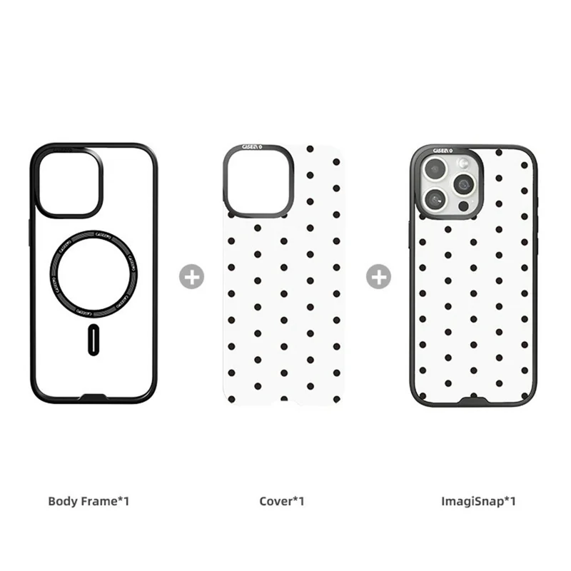 CASEEVO For iPhone 14 Pro Max Case Compatible with MagSafe TPU Acrylic Cover with Interchangeable Dots Backplate - White