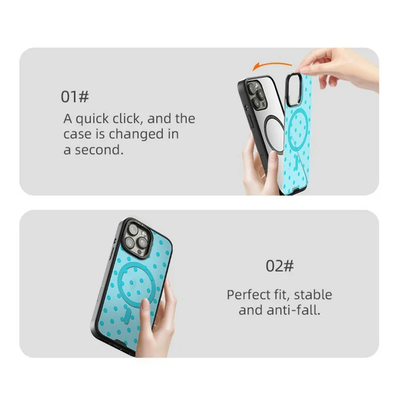 CASEEVO For iPhone 14 Pro Max Case Compatible with MagSafe TPU Acrylic Cover with Interchangeable Dots Backplate - White