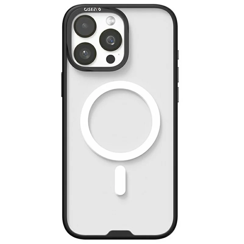 CASEEVO Funda para iPhone 14 Pro Compatible con MagSafe, Carcasa de TPU y Acrílico con Placa Trasera de Puntos Intercambiables - Blanco