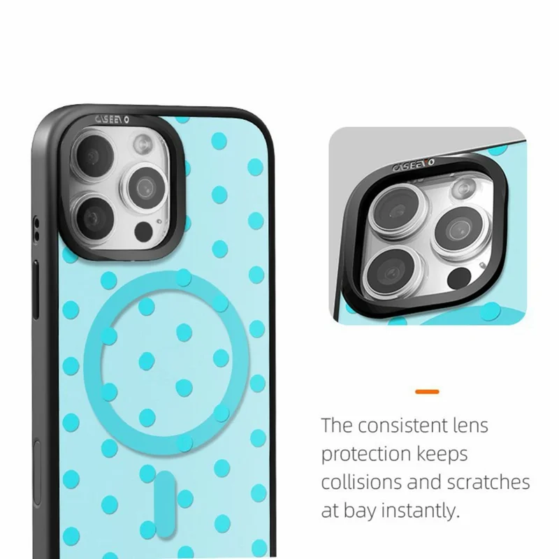 CASEEVO Funda para iPhone 14 Pro Compatible con MagSafe, Carcasa de TPU y Acrílico con Placa Trasera de Puntos Intercambiables - Blanco