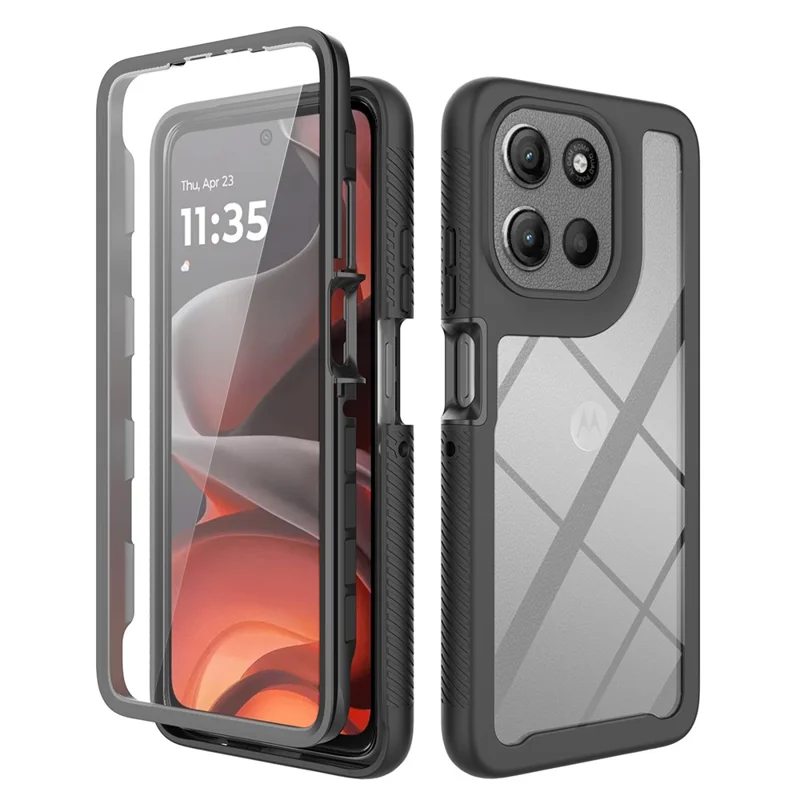 Clear Case for Motorola Moto G86 5G PC + TPU Phone Back Cover with PET Screen Film - Black