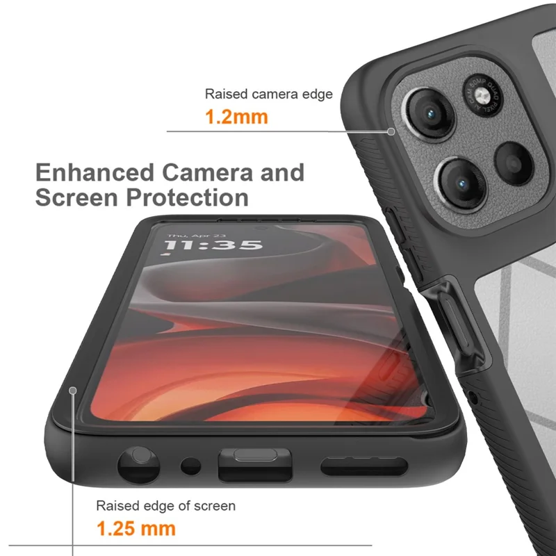 Clear Case for Motorola Moto G86 5G PC + TPU Phone Back Cover with PET Screen Film - Black