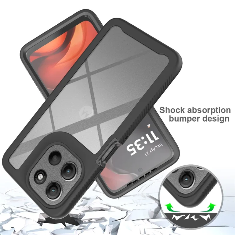 Clear Case for Motorola Moto G86 5G PC + TPU Phone Back Cover with PET Screen Film - Black