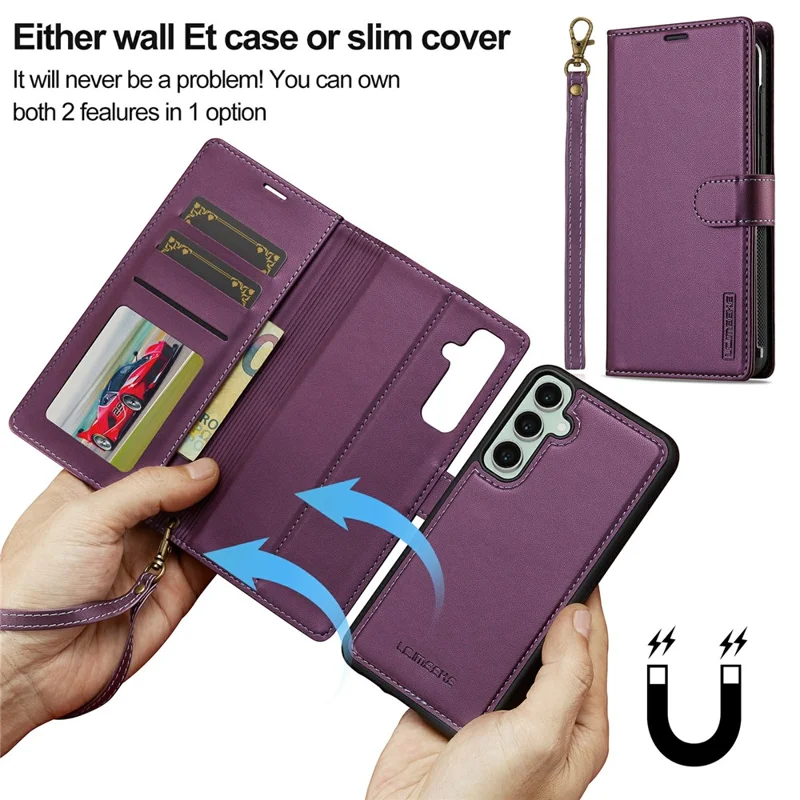 LC.IMEEKE L2 Serie für Samsung Galaxy A16 5G / 4G Hülle PU-Leder Brieftasche Abnehmbarer Magnetischer Handyhülle - Lila