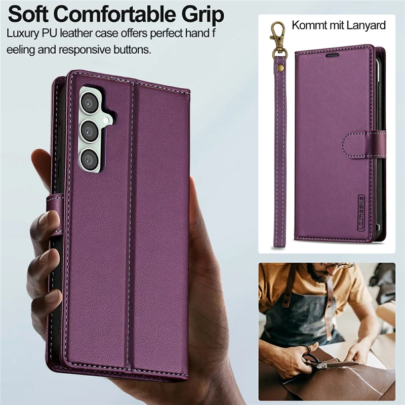 LC.IMEEKE L2 Serie für Samsung Galaxy A16 5G / 4G Hülle PU-Leder Brieftasche Abnehmbarer Magnetischer Handyhülle - Lila