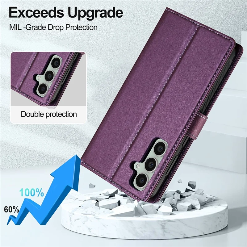 LC.IMEEKE L2 Serie für Samsung Galaxy A16 5G / 4G Hülle PU-Leder Brieftasche Abnehmbarer Magnetischer Handyhülle - Lila