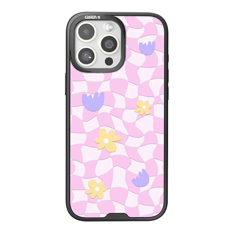 CASEEVO Pour Étui iPhone 14 Pro Compatible avec MagSafe TPU Acrylique Coque de Téléphone Magnétique avec Plaque Arrière Amovible à Grille - Vague
