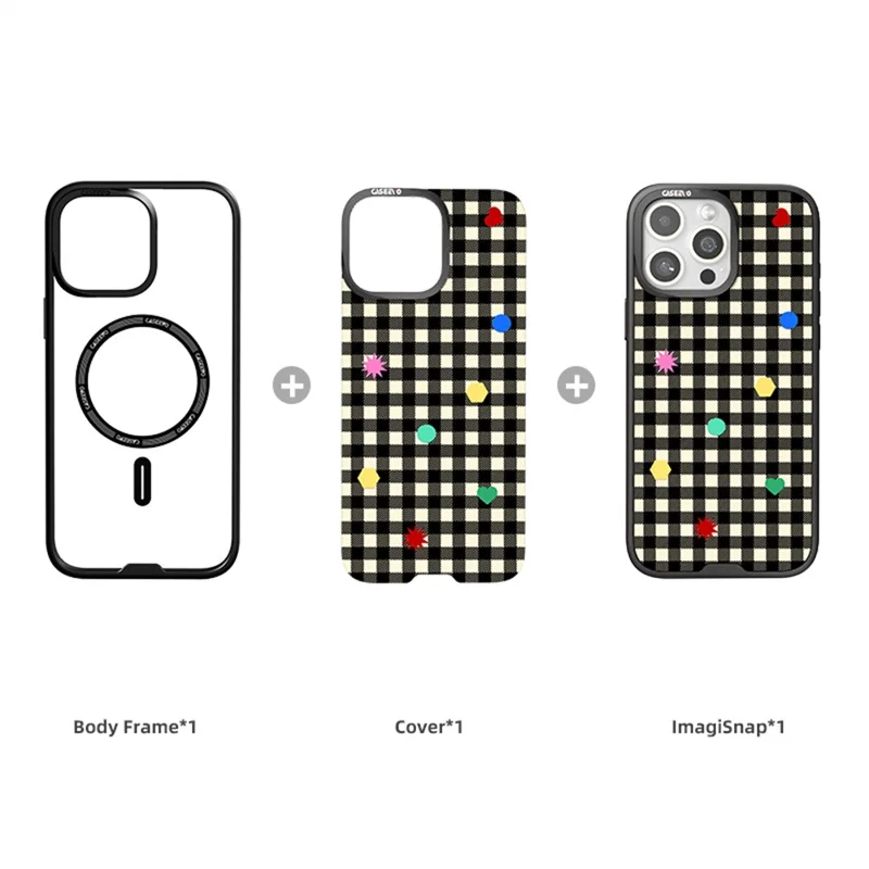 CASEEVO Per iPhone 14 Pro Max Cover Compatibile con MagSafe TPU Acrilico Cover Telefonica Magnetica con Piastra Posteriore Staccabile a Griglia - Nero