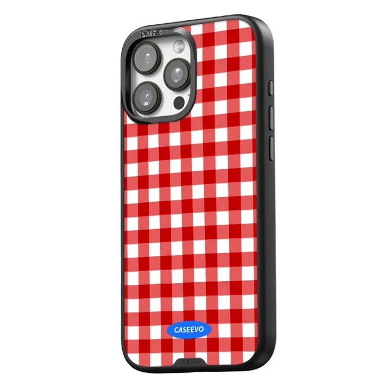 CASEEVO For iPhone 15 Pro Max Case Compatible with MagSafe TPU Acrylic Magnetic Phone Cover with Detachable Grid Backplate - Red