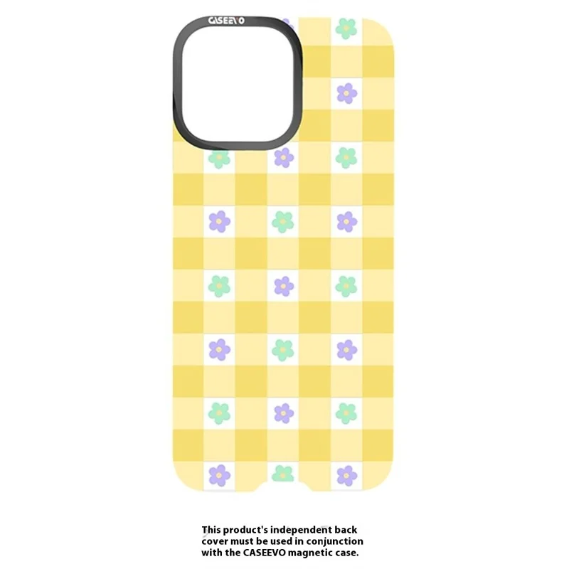 CASEEVO Per iPhone 15 Pro Max Cover Compatibile con MagSafe TPU Acrilico Cover Telefonica Magnetica con Piastra Posteriore Staccabile a Griglia - Fiore
