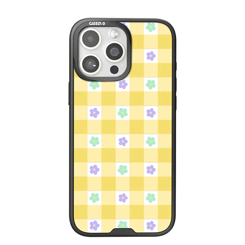 CASEEVO Pour Coque iPhone 16 Pro Max Compatible avec MagSafe TPU Acrylique Housse de Téléphone Magnétique avec Plaque Arrière Amovible à Motif Floral - Fleur