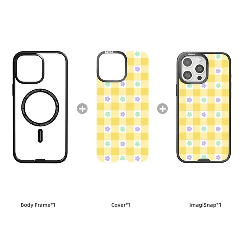 CASEEVO Pour Coque iPhone 16 Pro Max Compatible avec MagSafe TPU Acrylique Housse de Téléphone Magnétique avec Plaque Arrière Amovible à Motif Floral - Fleur