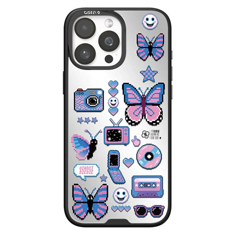 CASEEVO For iPhone 15 Pro Max Magnetic Case Compatible with MagSafe TPU Acrylic Cover with Interchangeable Butterflies Backplate - Retro Vibe