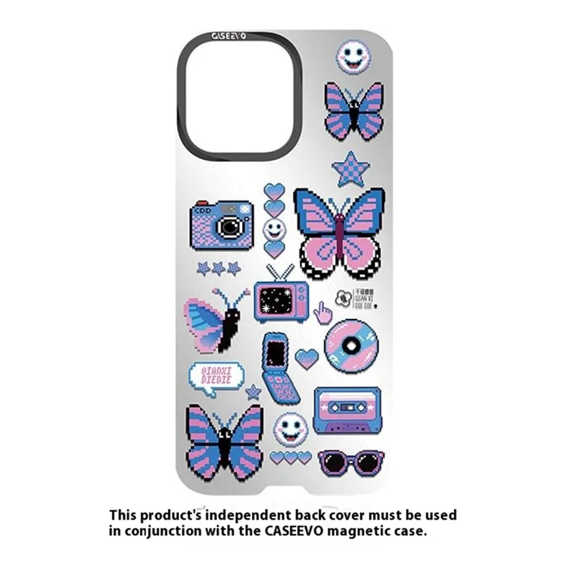 CASEEVO For iPhone 15 Pro Max Magnetic Case Compatible with MagSafe TPU Acrylic Cover with Interchangeable Butterflies Backplate - Retro Vibe