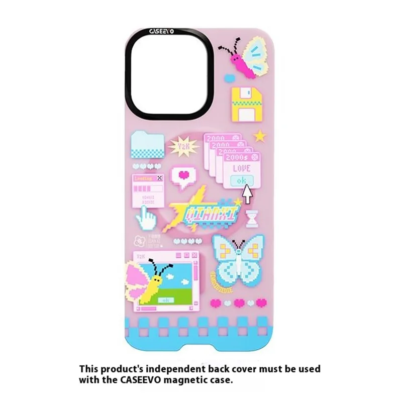 CASEEVO Magnetische Hülle für iPhone 15 Pro kompatibel mit MagSafe TPU Acryl Abdeckung mit auswechselbarer Schmetterlinge Rückseite - Candy Core