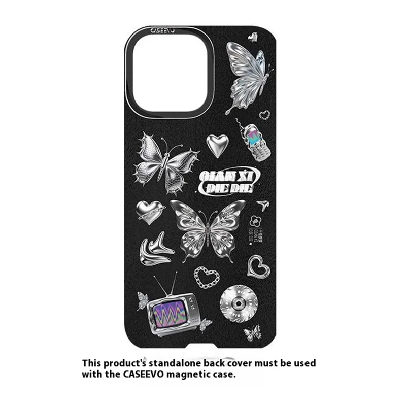 CASEEVO For iPhone 14 Pro Max Magnetic Case Compatible with MagSafe TPU Acrylic Cover with Interchangeable Butterflies Backplate - Midnight Fantasy