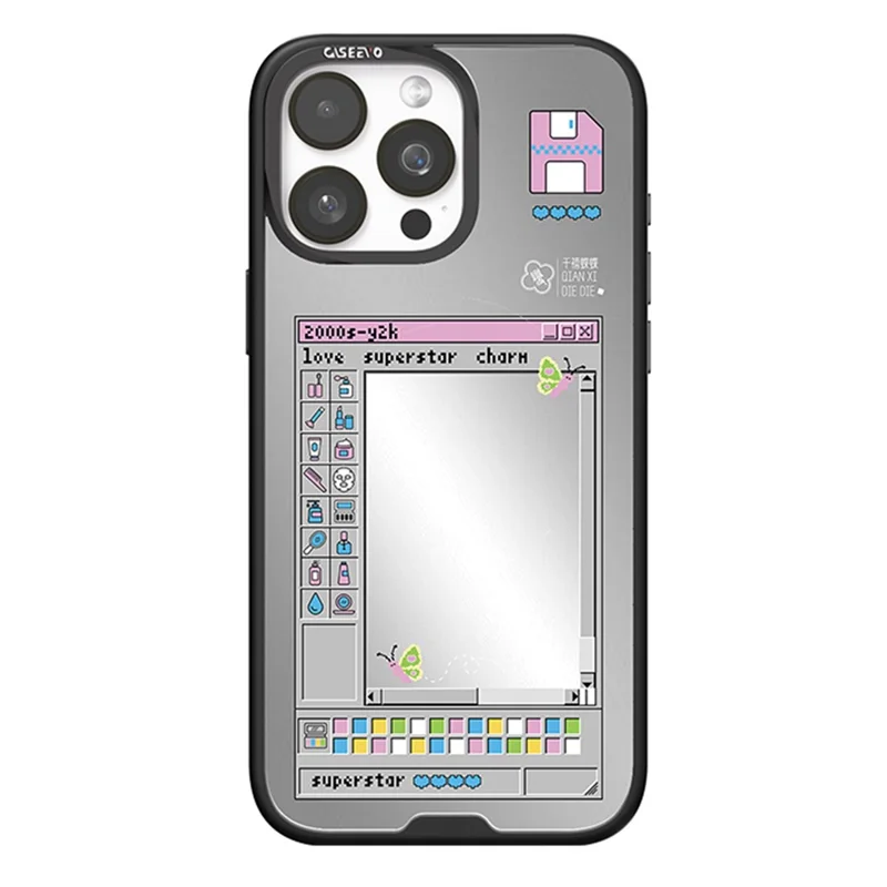 CASEEVO Per iPhone 14 Pro Cover Magnetica Compatibile con MagSafe, Cover TPU Acrilica con Retro Intercambiabile a Farfalle - Farfalla Glamour