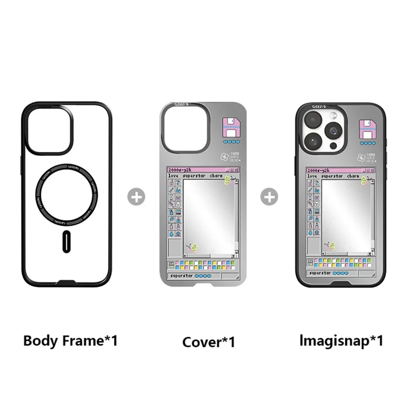 CASEEVO Per iPhone 14 Pro Cover Magnetica Compatibile con MagSafe, Cover TPU Acrilica con Retro Intercambiabile a Farfalle - Farfalla Glamour