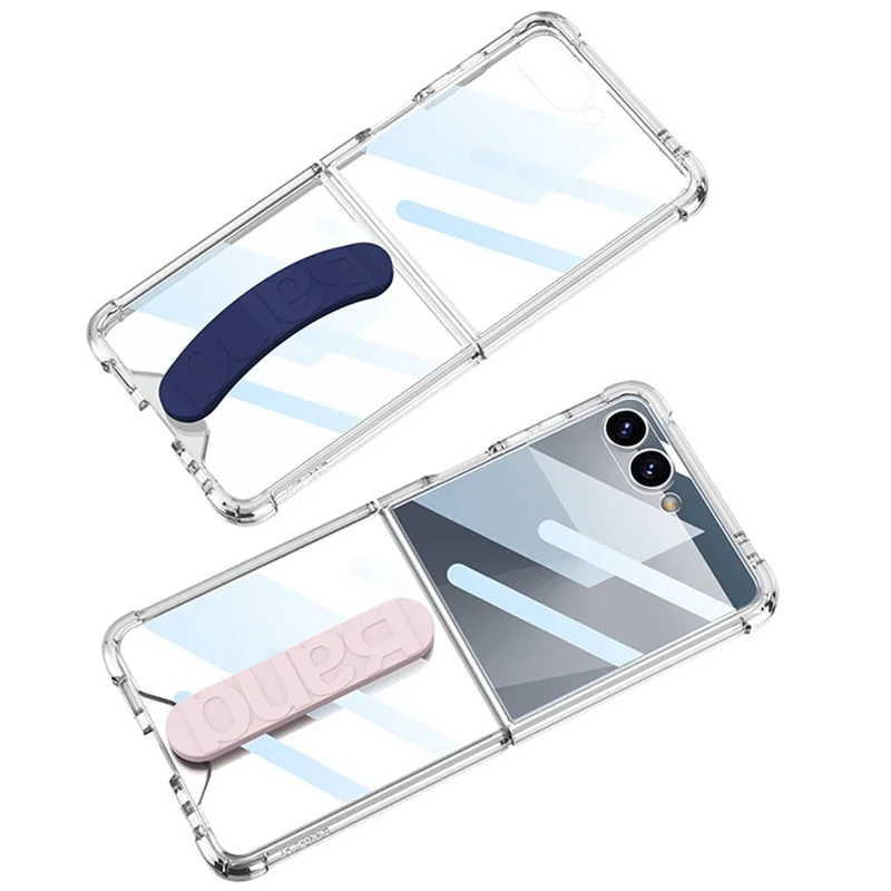GKK Pour Samsung Galaxy Z Flip7 5G Étui Antichoc en TPU avec Verre Trempé, Couverture Arrière avec Sangle en Silicone - Bleu Minuit