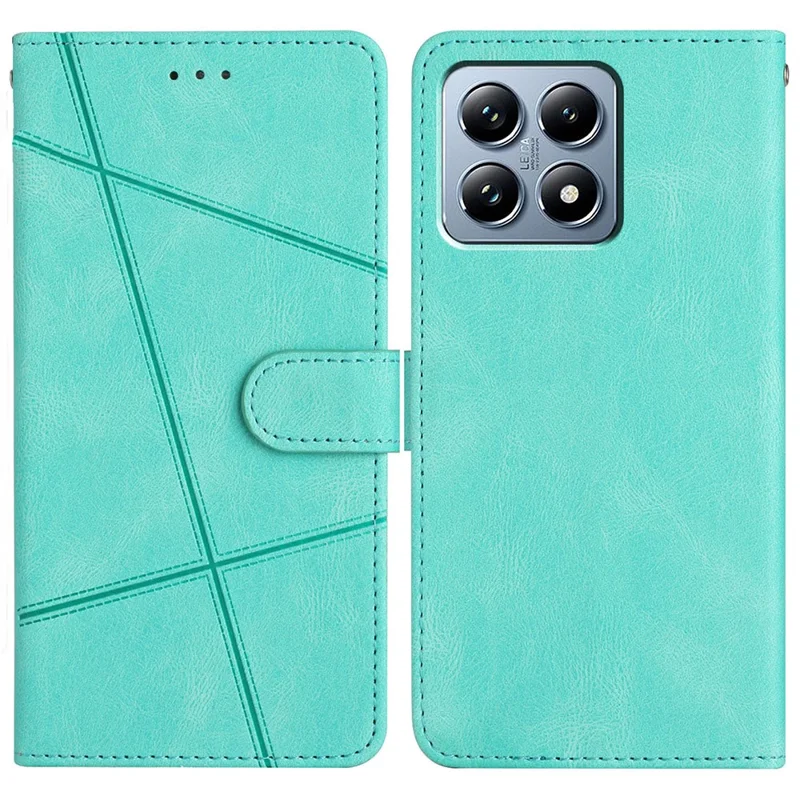 Para Xiaomi 15T Pro Capa Carteira com Estampa de Linha, Couro com Toque na Pele, Flip para Celular - Verde