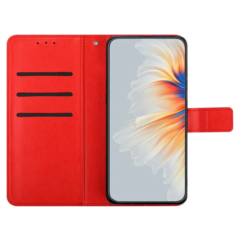 For Xiaomi 15T Pro Leather Case with Card Slots Mandala Pattern Phone Cover Stand - Red