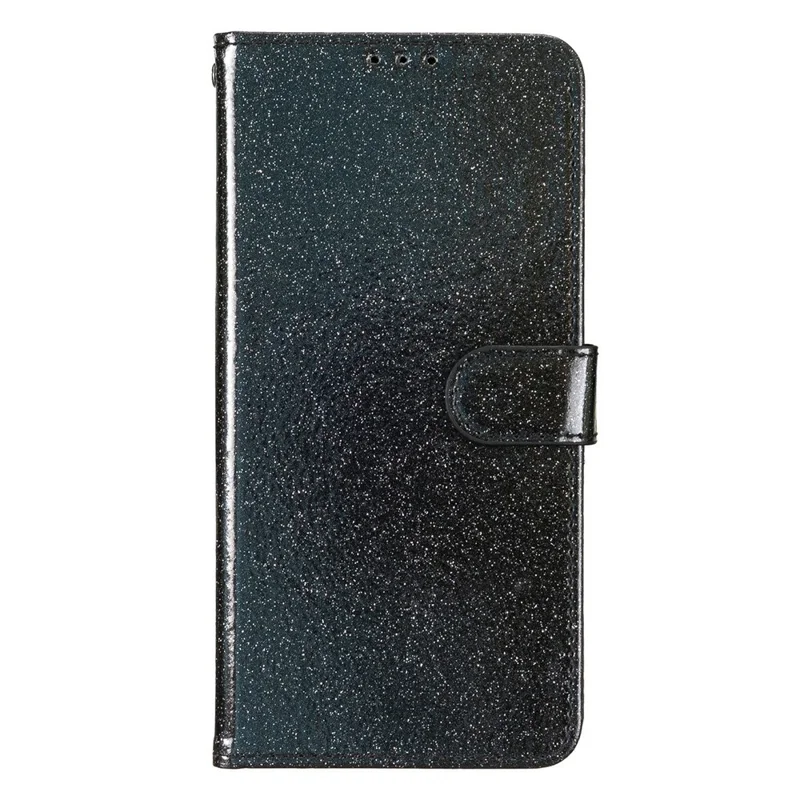 Funda tipo cartera con purpurina para Xiaomi 15T, resistente a rayones, con soporte y correa - Negro