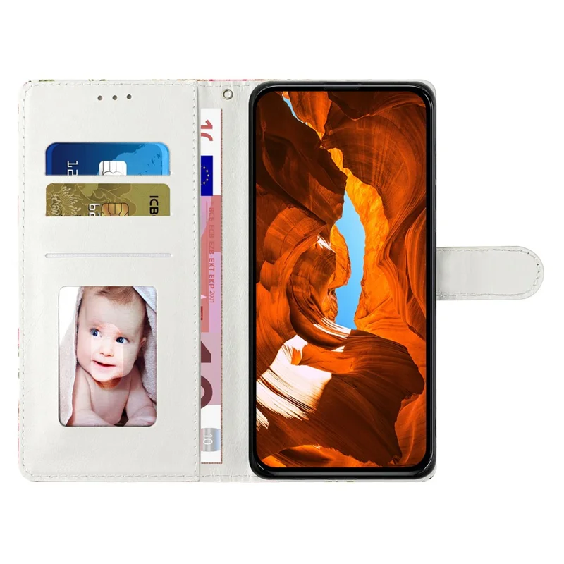 Capa para Xiaomi 15T com Estampa Padrão, Carteira, Suporte de Apoio, Couro Sintético para Celular com Alça - Rosa Cruz